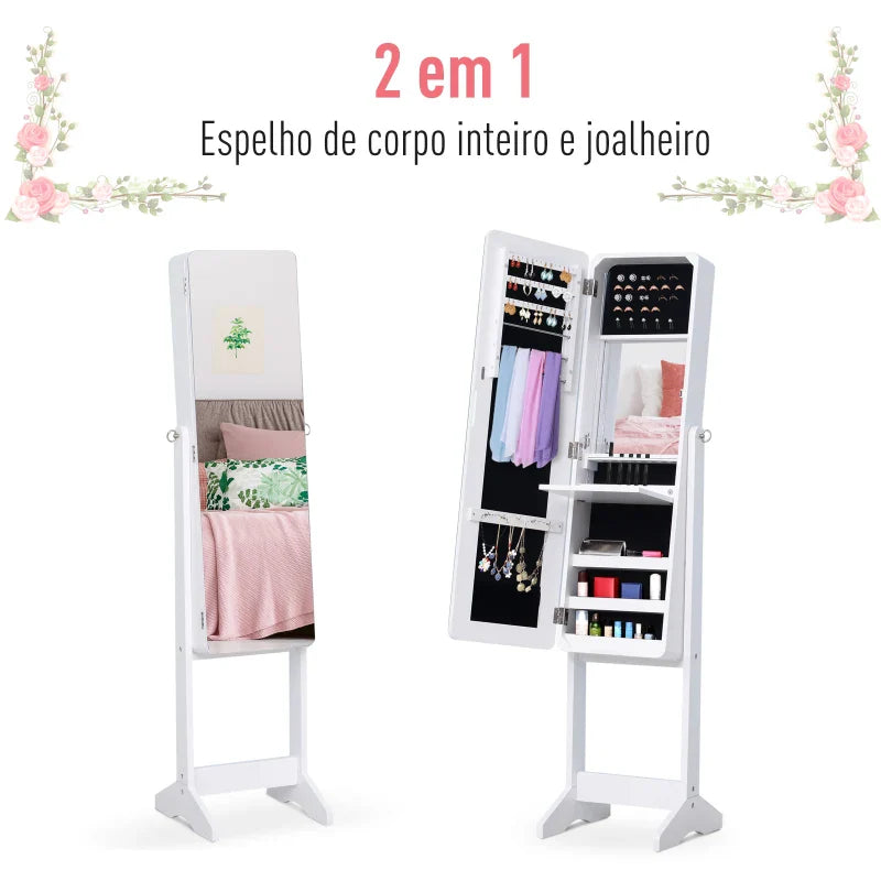 Espelho de Pé com Guarda-Jóias Lumbis - Design Moderno - Leva-Me Contigo - Móveis & Decoração