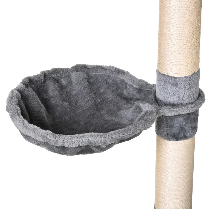 PawHut Árvore arranhador para gatos 154 cm de altura com plataformas túnel rede e postes de de sisal cinza