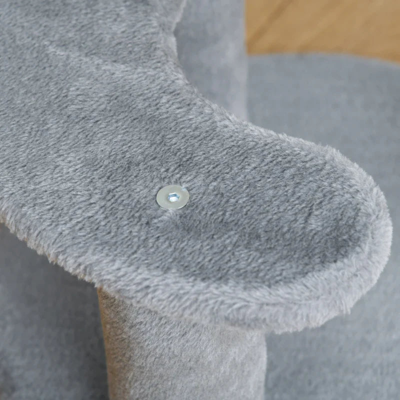 PawHut Árvore Arranhador para Gatos Ø40x65 cm com 3 Níveis Cama Plataformas em Pelúcia Corda Suspensa e Poste com Corda de Sisal Cinza