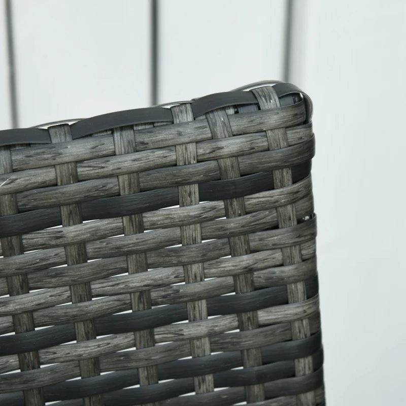 Conjunto de Móveis de Jardim de Vime 3 Peças com 1 Mesa 42,5x40x39 cm 2 Poltronas 63x57x76 cm Almofada Acolchoada para Pátio Varanda Marrom