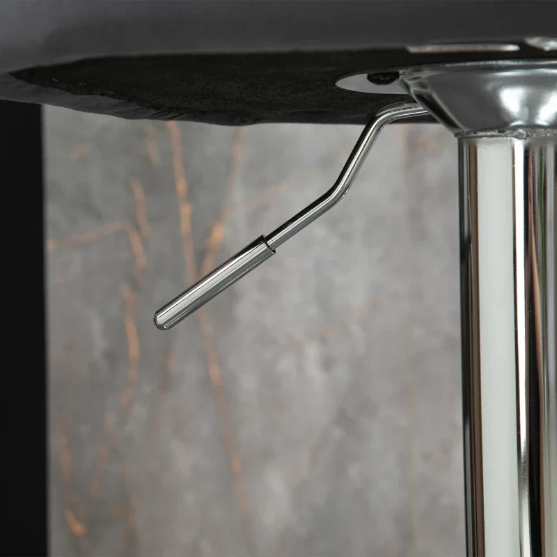 Conjunto de 2 Bancos de Bar Estofados em Pelúcia Bancos Altos de Sala de Jantar com Altura Ajustável Assento Giratório e Apoio para os Pés Carga Máxima 120kg 43x45x81-101cm Cinza
