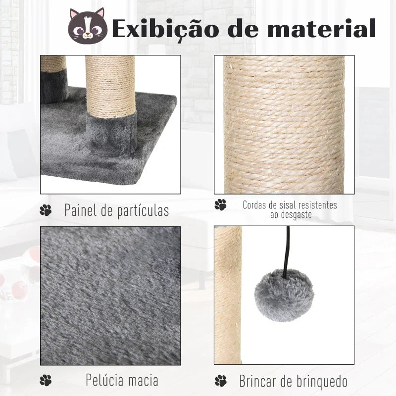 PawHut Árvore arranhador para gatos 154 cm de altura com plataformas túnel rede e postes de de sisal cinza