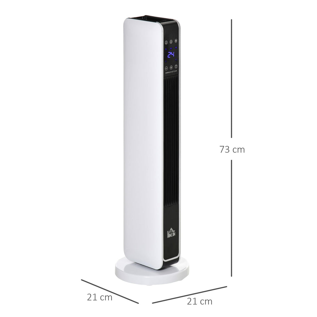 Aquecedor Cerâmico de Torre com Controlo Remoto - Branco - 21x21x73 cm - ABS e PA - 1000W/2000W - A minha loja