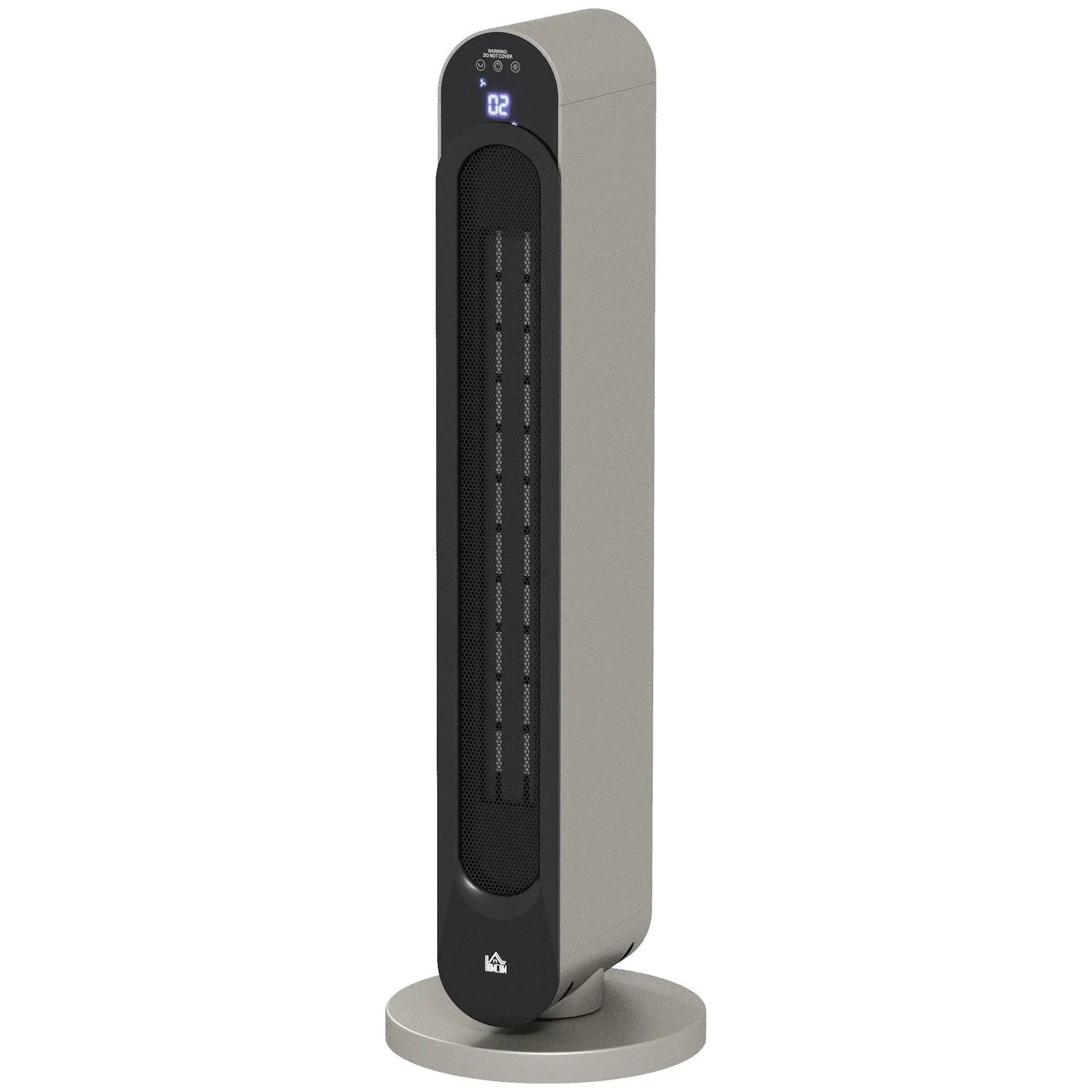 Aquecedor Cerâmico de Torre - Prata e Preto - Ø25x73,5 cm - ABS - Design Moderno com Controlo Remoto - A minha loja