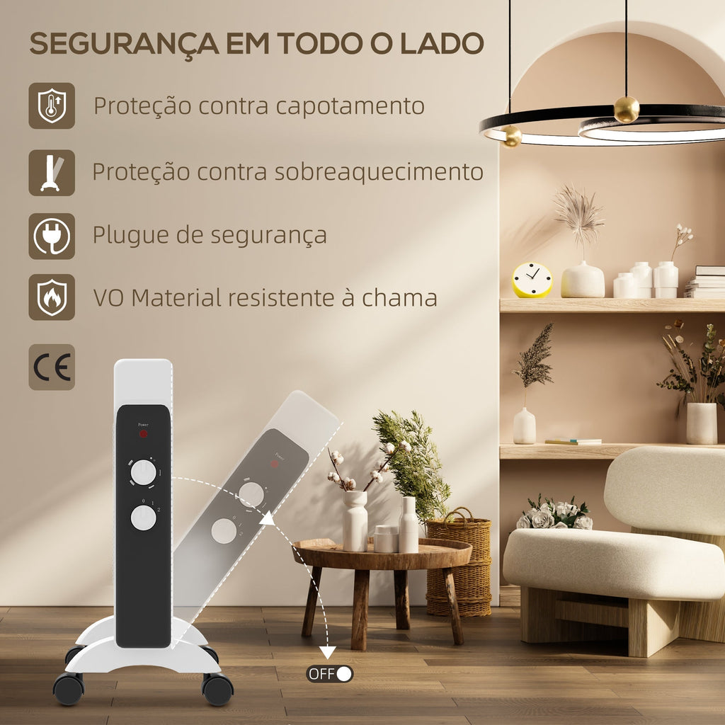 Aquecedor Elétrico - Branco - 26,5x55x61,5 cm - PP, Mica e Aço - Painéis de Mica e Proteção Anti - Tombo - A minha loja