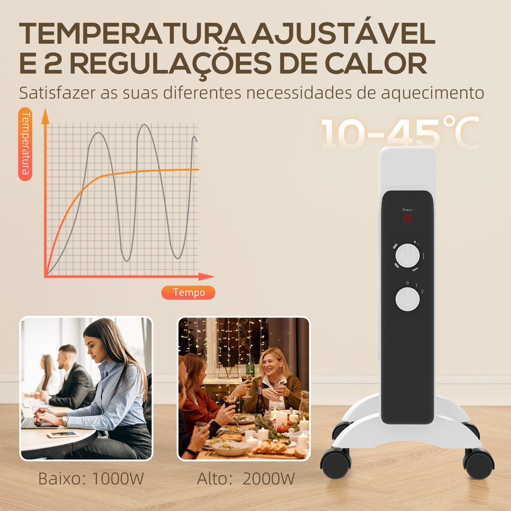 Aquecedor Elétrico - Branco - 26,5x55x61,5 cm - PP, Mica e Aço - Painéis de Mica e Proteção Anti - Tombo - A minha loja