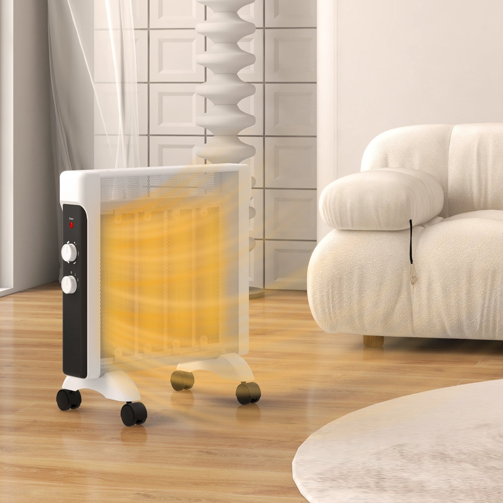 Aquecedor Elétrico - Branco - 26,5x55x61,5 cm - PP, Mica e Aço - Painéis de Mica e Proteção Anti - Tombo - A minha loja