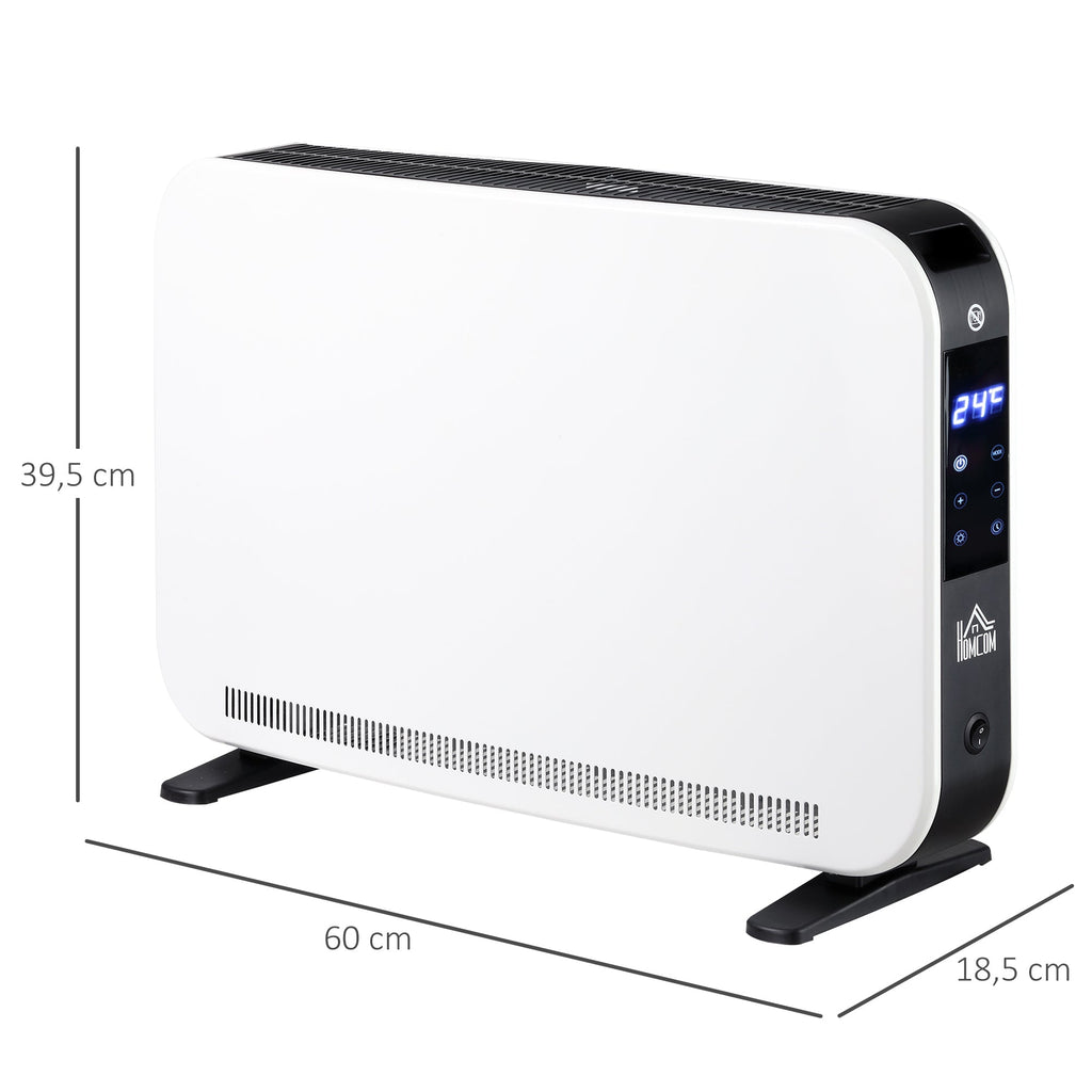 Aquecedor Elétrico - Branco - 60x18,5x39,5 cm - Aço - Design Moderno com Ecrã Tátil - A minha loja