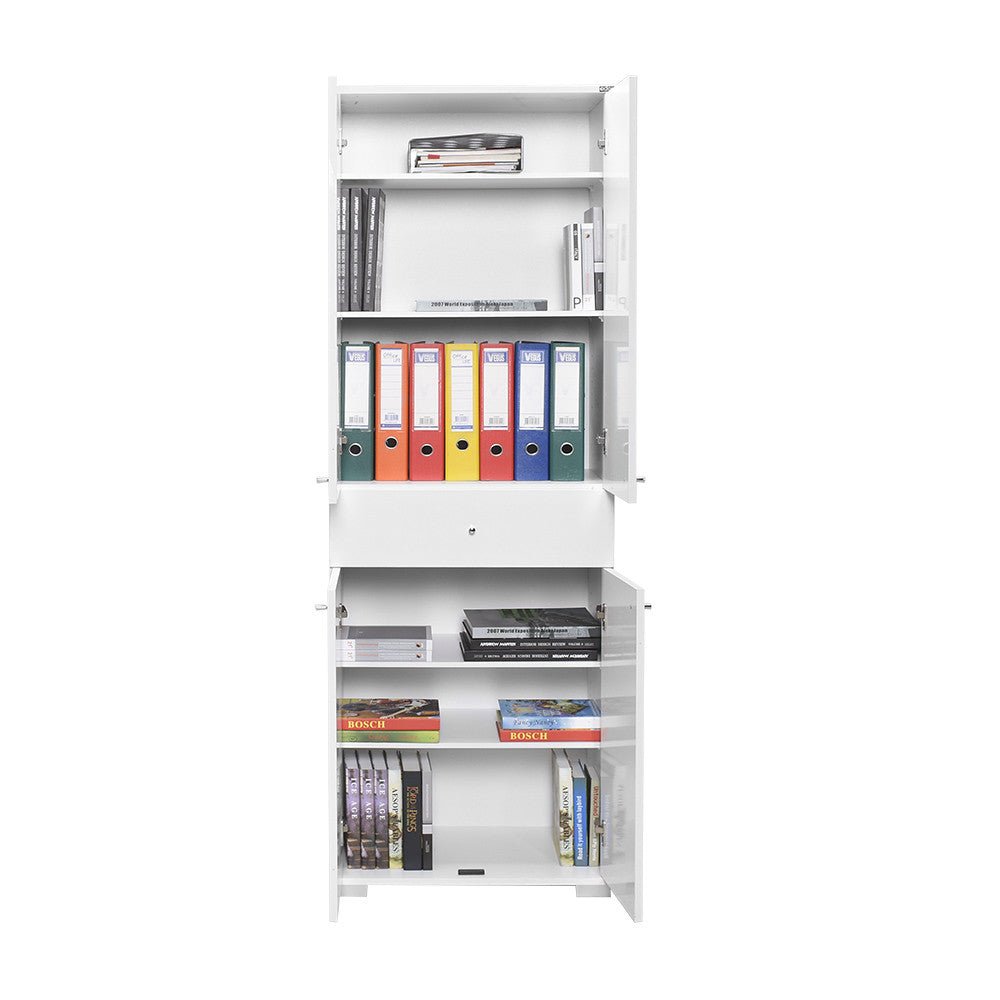Armário Alto de Escritório "Doc" - 60x187x40 cm - Branco - Design Moderno - A minha loja