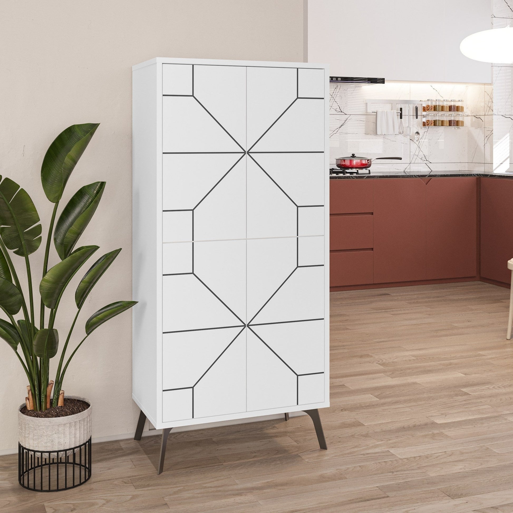 Armário Alto "Dune" - 62.6x136x35.6 cm - Branco - Design Moderno - A minha loja