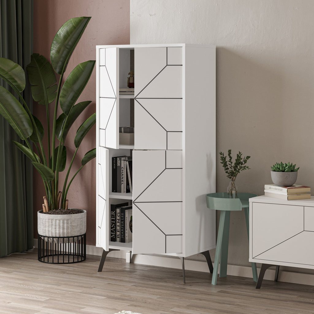 Armário Alto "Dune" - 62.6x136x35.6 cm - Branco - Design Moderno - A minha loja