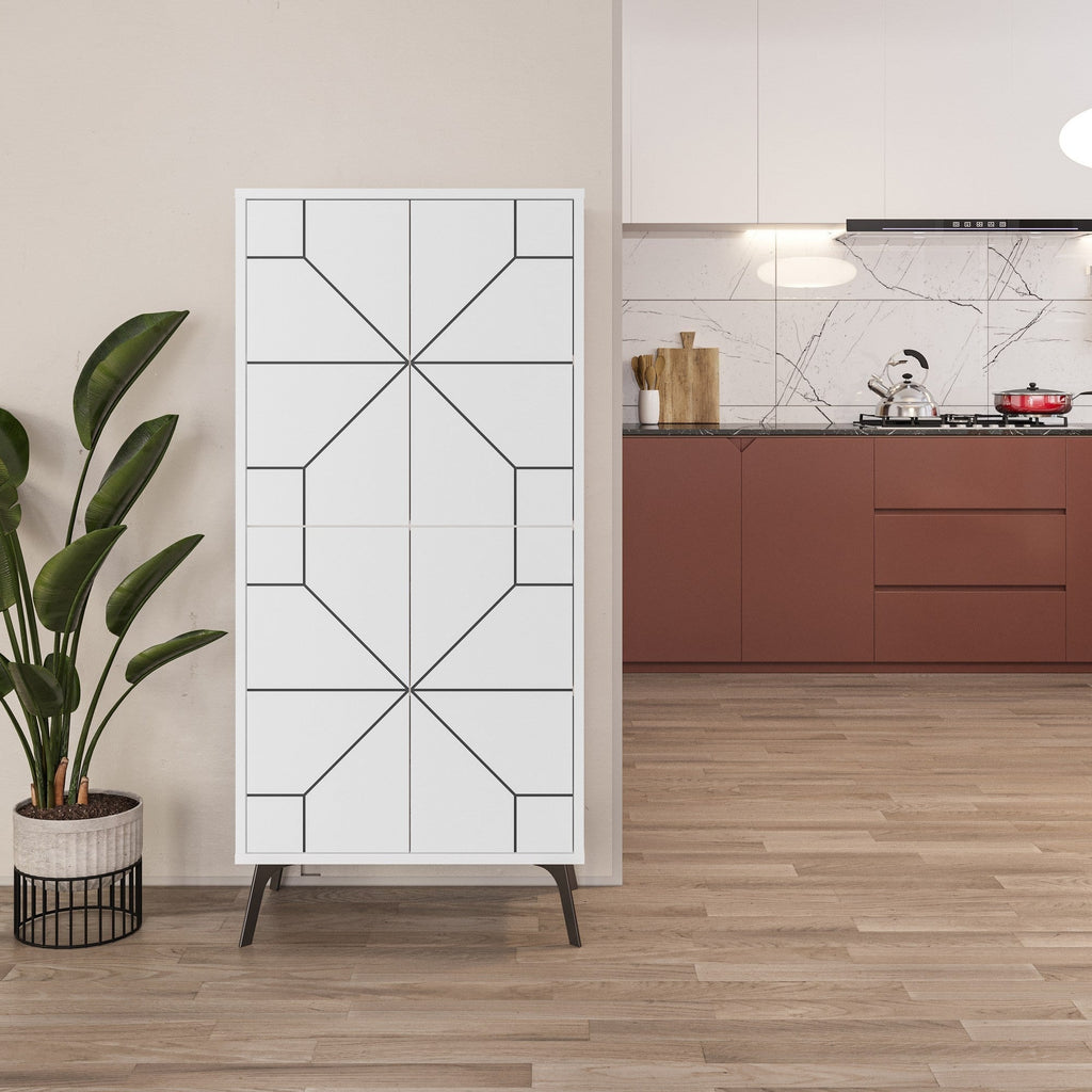 Armário Alto "Dune" - 62.6x136x35.6 cm - Branco - Design Moderno - A minha loja