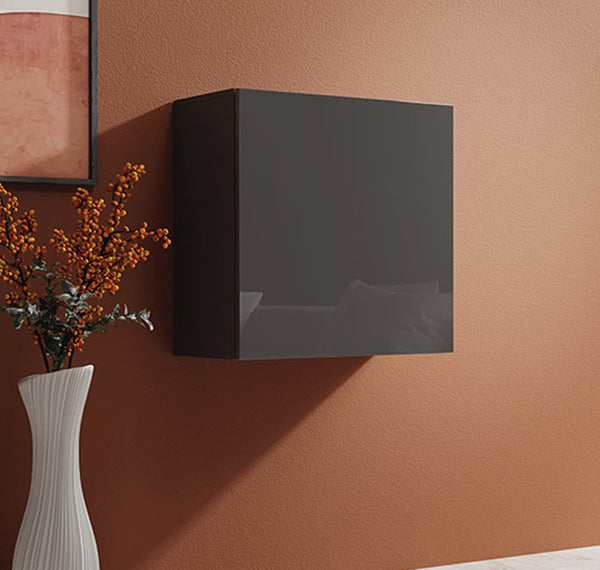 Armário Suspenso Casével – 60x60 cm – Cinzento com Porta Alto Brilho e Cantos Arredondados
