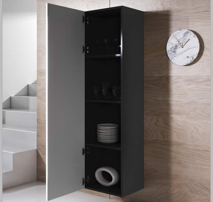 Armário Alto Zaragoza – 40x165 cm – Preto e Branco