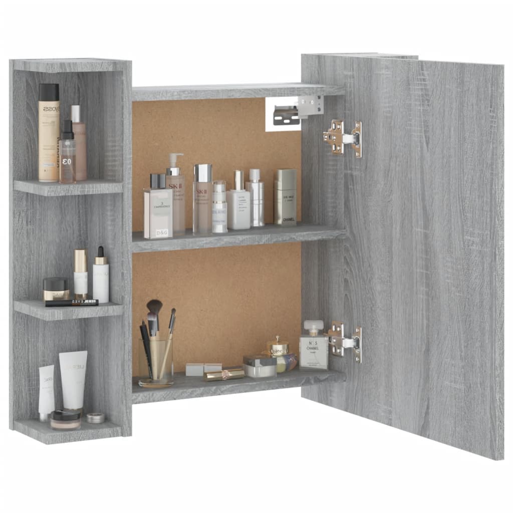 Armário espelhado com LED 70x16,5x60 cm sonoma cinza - A minha loja