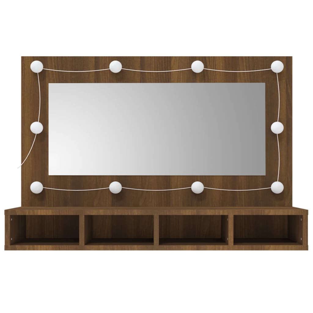 Armário espelhado com LED 90x31,5x62 cm carvalho castanho - A minha loja