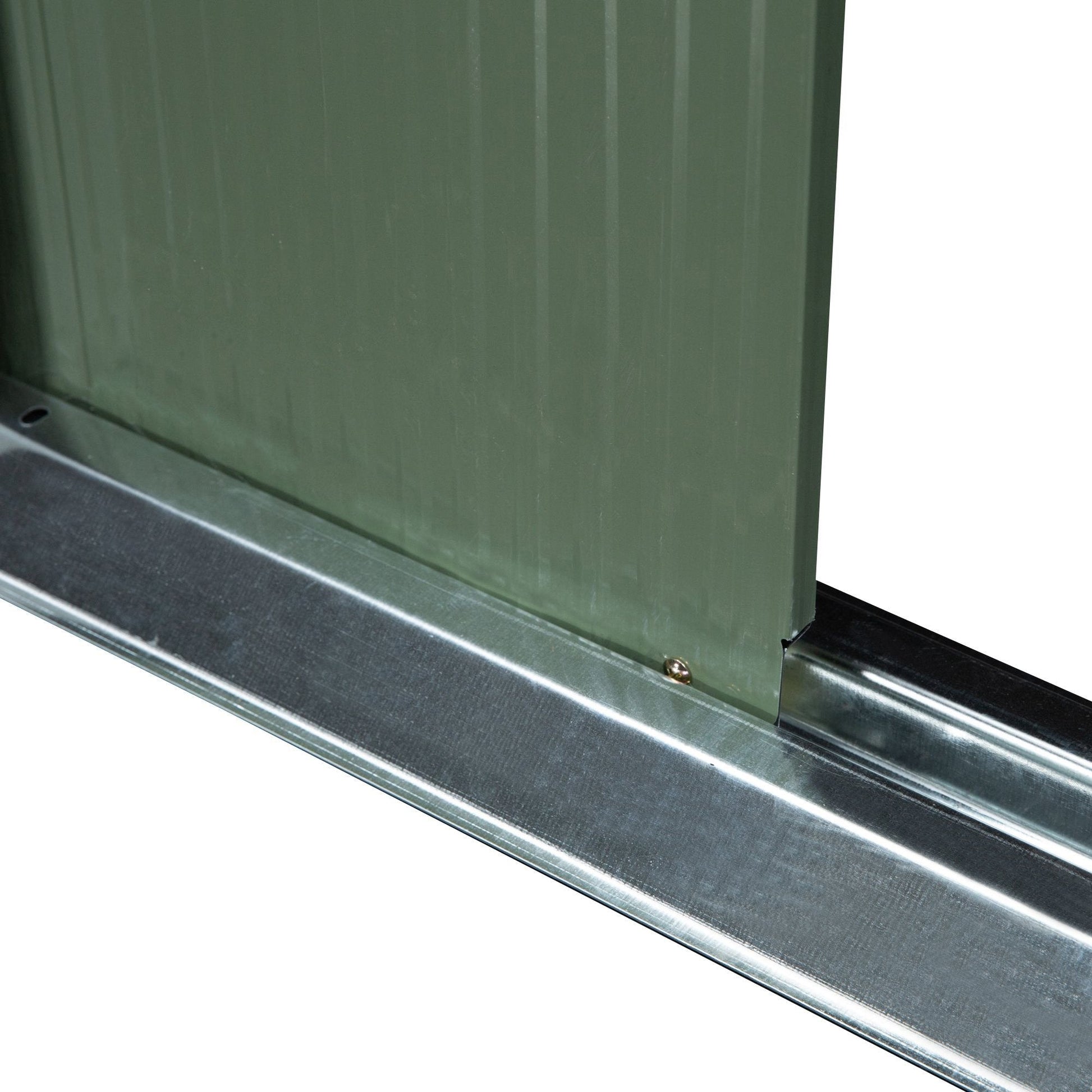 Abrigo de Jardim 280x130x172cm Abrigo de Exterior de Aço Galvanizado com Porta Corredeira e Ventilações para Armazenamento de Ferramentas Verde Claro