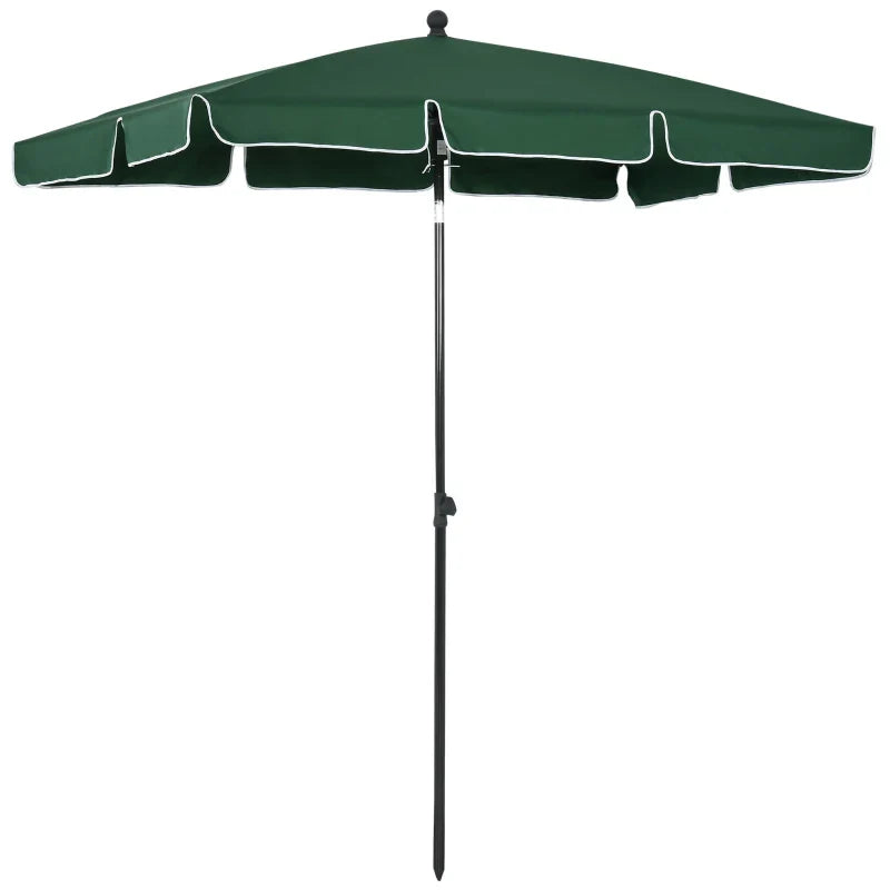 Chapéu de Sol Retangular de Jardim 198x130x240cm Chapéu de Sol de Alumínio com Função de Inclinação para Terraço Pátio Exterior Verde