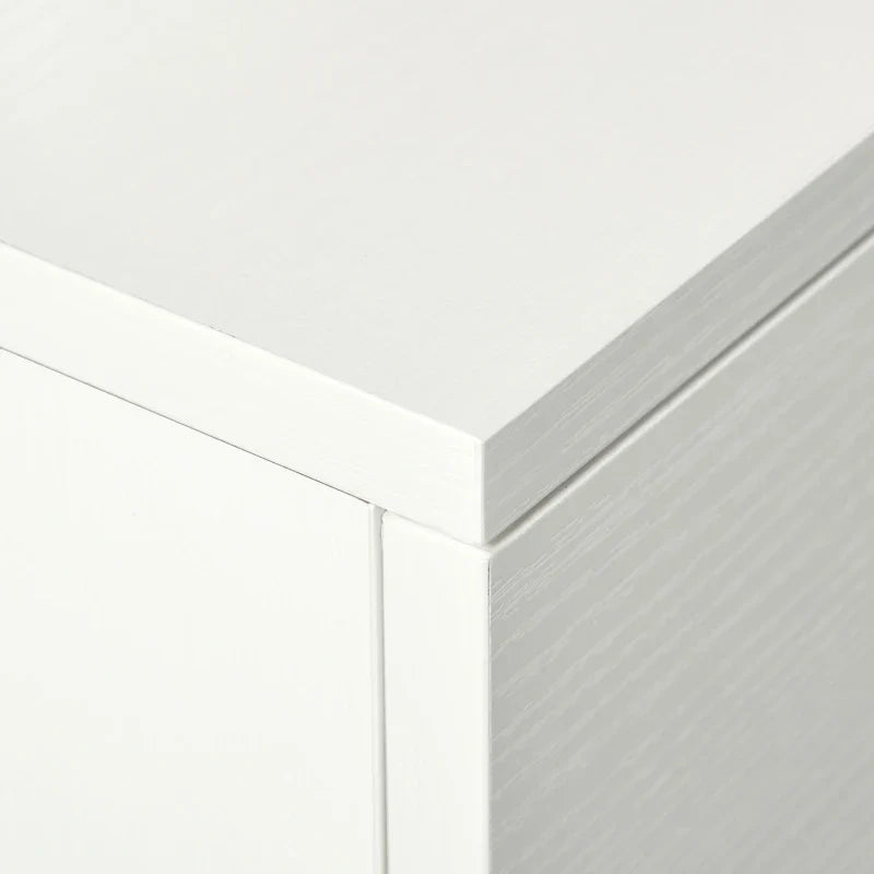 Conjunto de 2 mesas secretária para escritório com rodas 2 gavetas 100x36x88 cm Branco