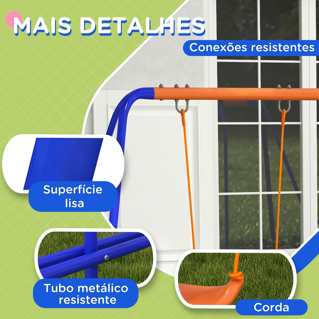 Baloiço Infantil 4 em 1 para Exterior – 367x192x180 cm – 2 Baloiços Individuais, Baloiço Planador, Escorrega, Corda Ajustável e Proteção UV - A minha loja