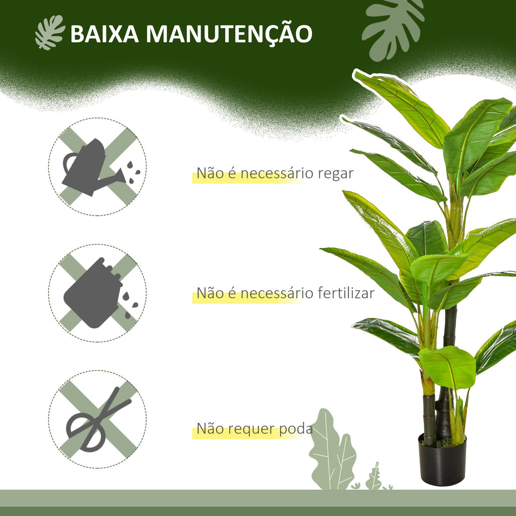 Bananeira Artificial 150 cm Planta Artificial com Vaso e 18 Folhas Planta Artificial para Decoração de Casa Varanda Jardim Sala de Estar Escritório Verde - A minha loja