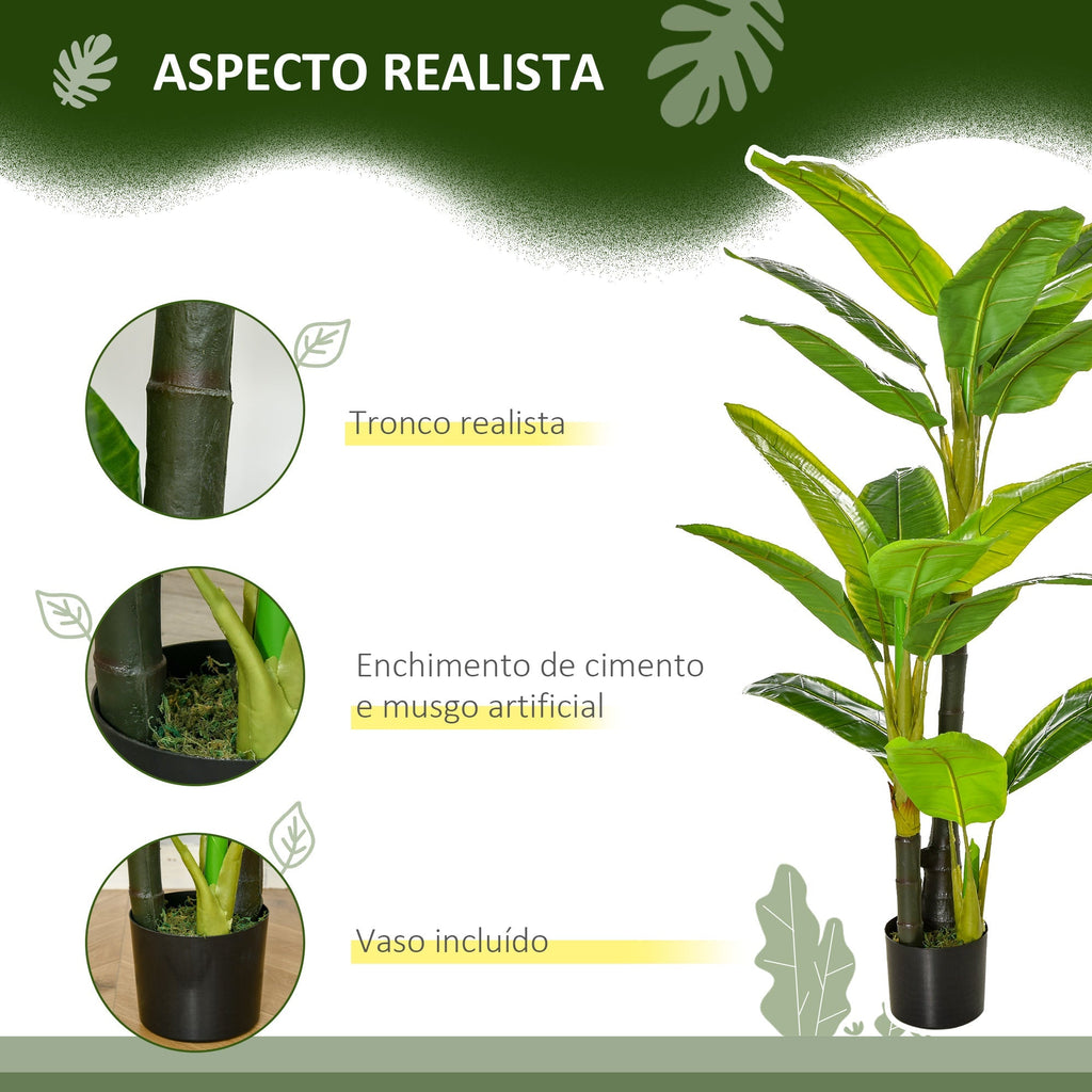 Bananeira Artificial 150 cm Planta Artificial com Vaso e 18 Folhas Planta Artificial para Decoração de Casa Varanda Jardim Sala de Estar Escritório Verde - A minha loja