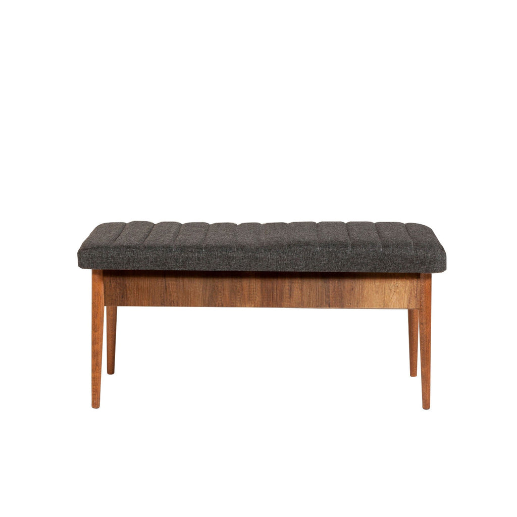 Banco "Gaia" com Baú/Arrumação - Nogueira e Antracite - 110x48x40 cm - Design Elegante - A minha loja