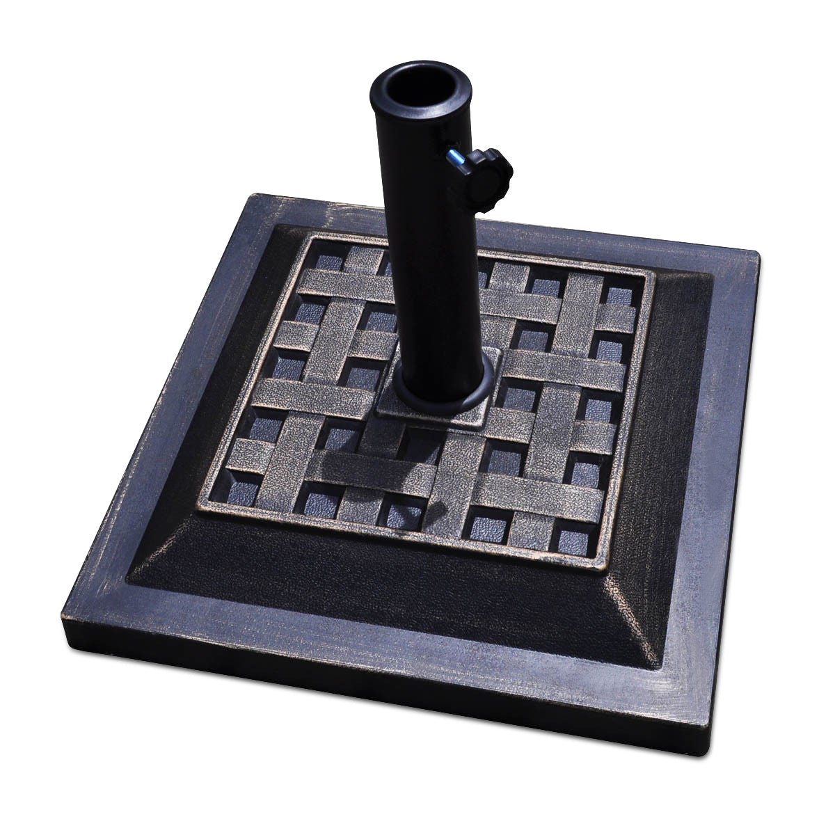 Base Quadrada para Chapéu de Sol "SOREN" em Bronze – Suporte para Guarda - sol de Jardim, Terraço e Varanda – 38/48 mm - A minha loja