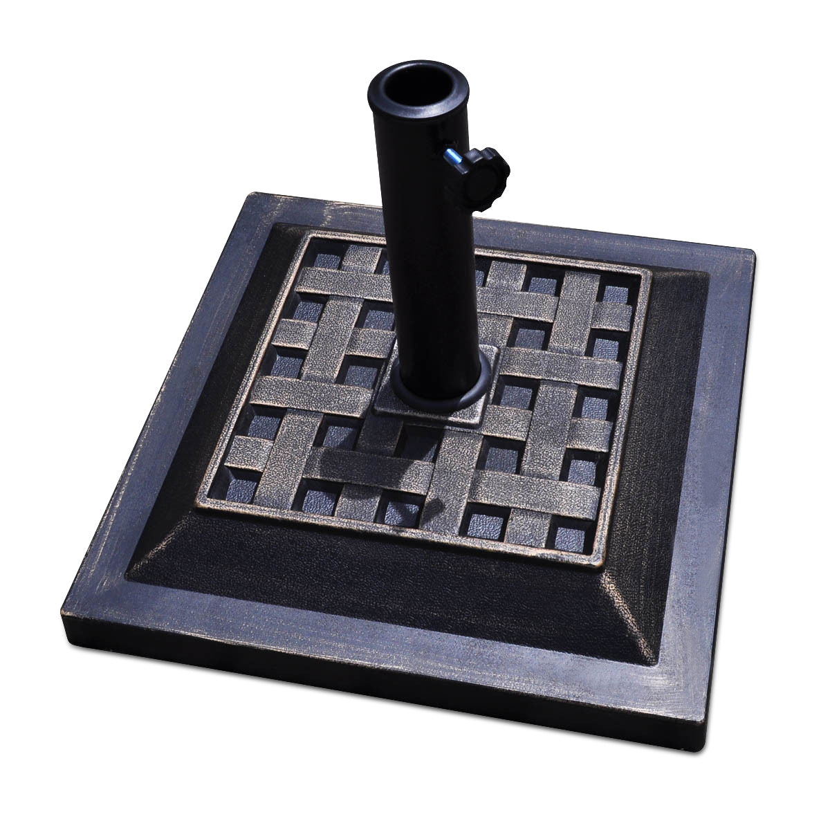 Base Quadrada para Chapéu de Sol "SOREN" em Bronze – Suporte para Guarda-sol de Jardim, Terraço e Varanda – 38/48 mm