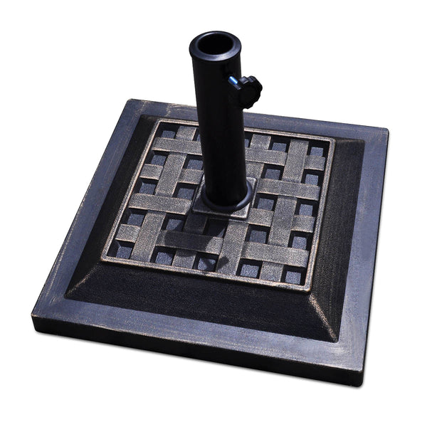 Base Quadrada para Chapéu de Sol "SOREN" em Bronze – Suporte para Guarda-sol de Jardim, Terraço e Varanda – 38/48 mm