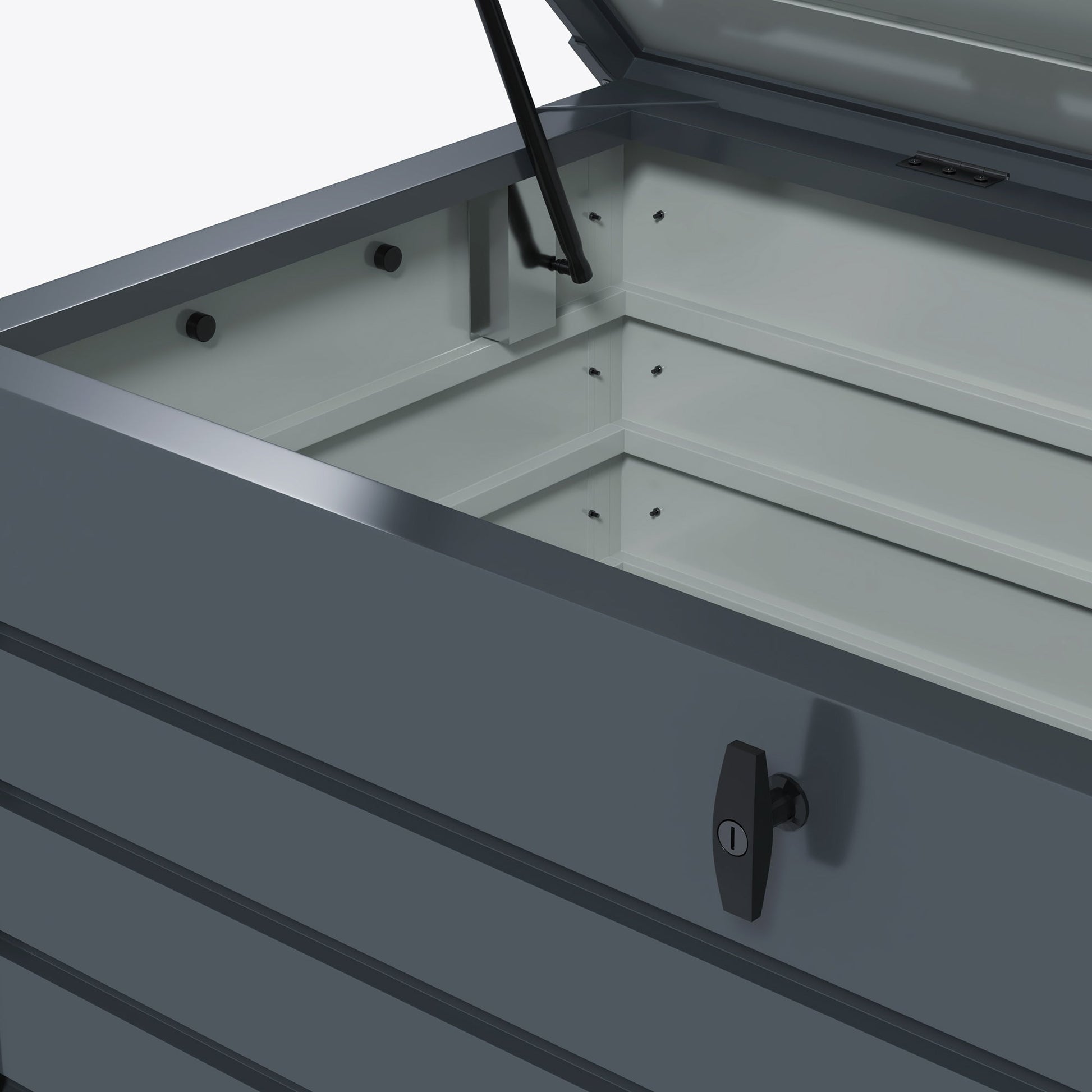 Baú de Armazenamento para Exterior – Aço Galvanizado – 311L – 120x62x66 cm – Cinza Escuro - A minha loja