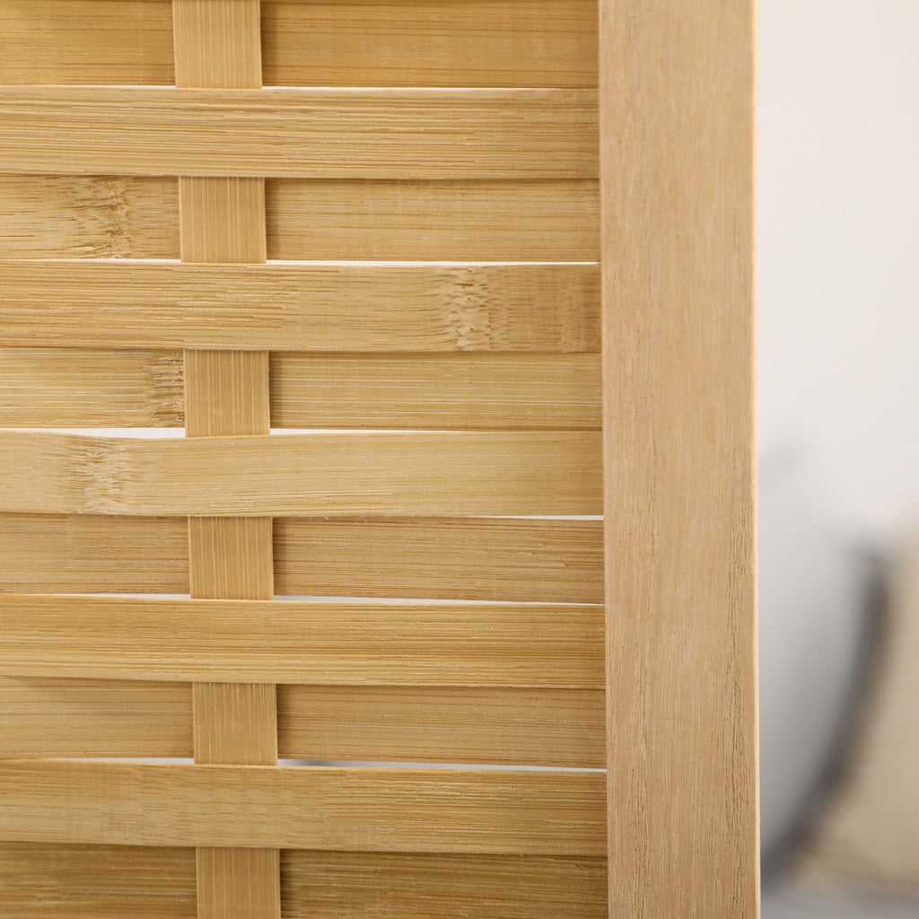 Biombo de 3 Paineis Separador de Ambientes Dobrável 120x1,8x170 cm Divisor de Ambientes com Padrão Tecido em Bambu Estilo Rústico para Escritório Dormitório Sala de Estar Madeira - A minha loja