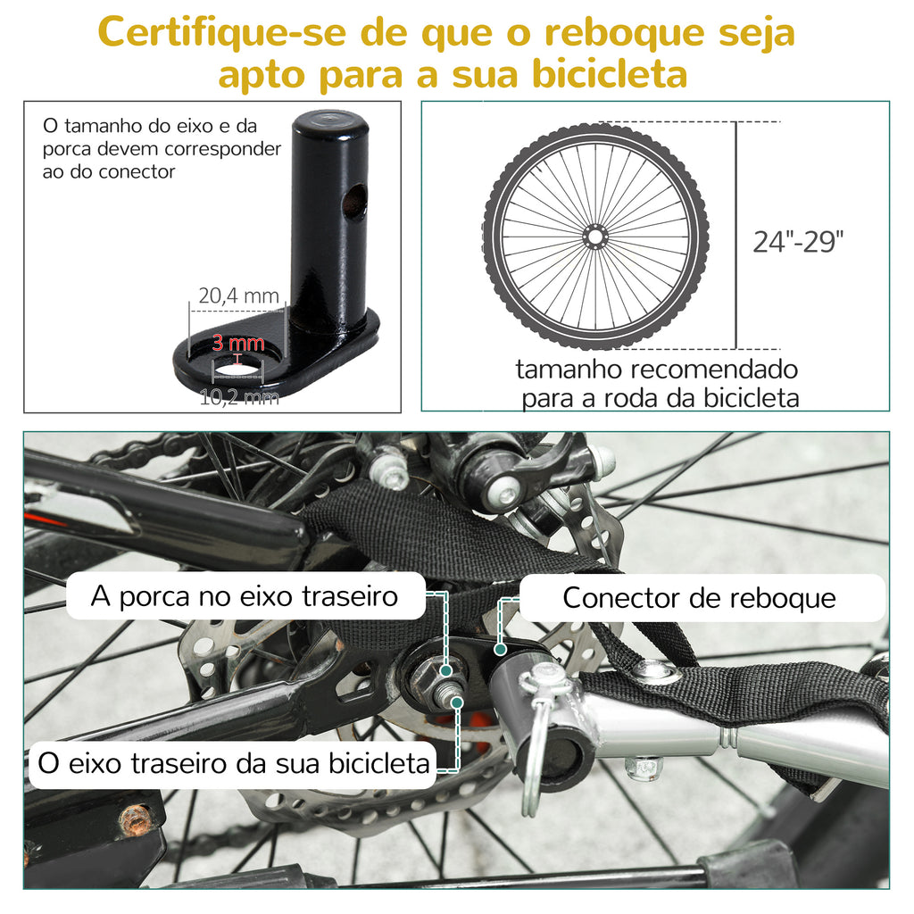 Reboque de Bicicleta para Crianças 2 em 1 com 2 Lugares Convertível em Carrinho de Passeio com Roda Dianteira Giratória a 360° Amarelo