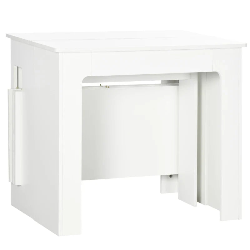 Mesa de Jantar Extensível para 4-6 Pessoas com Lateral Abatível Mesa Auxiliar Multifuncional para Escritório Cozinha Carga Máxima 60kg 180x85x75cm Branco