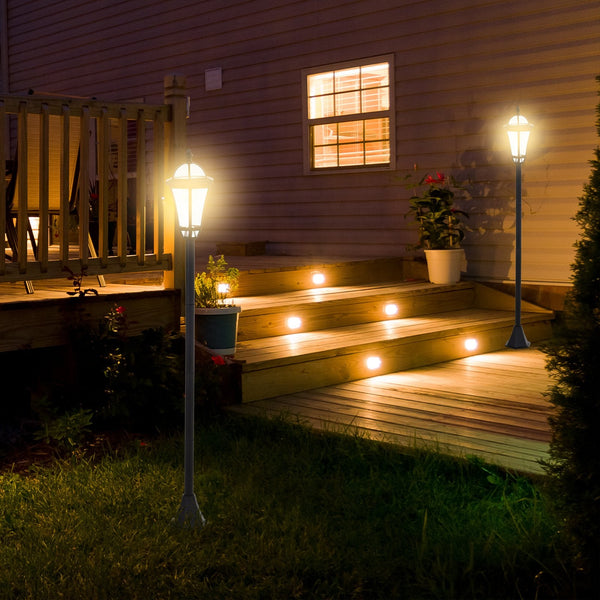 Conjunto de 2 Candeeiros Solares de Jardim – Ø18,5x129 cm – Preto – Luz LED Quente 3500K – IP44