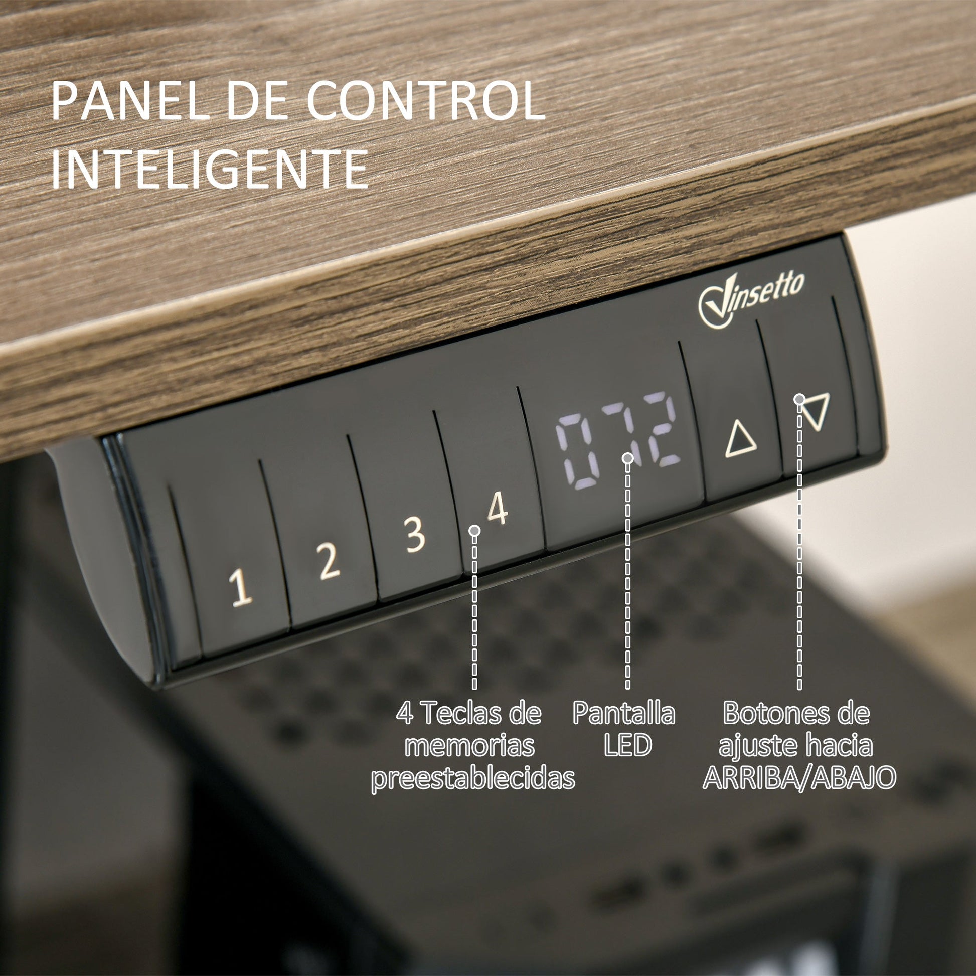 Secretária elétrica de pé Mesa ajustável em altura para escritório com 4 teclas de memória automática inteligente 120x60x72-116 cm moldura preto