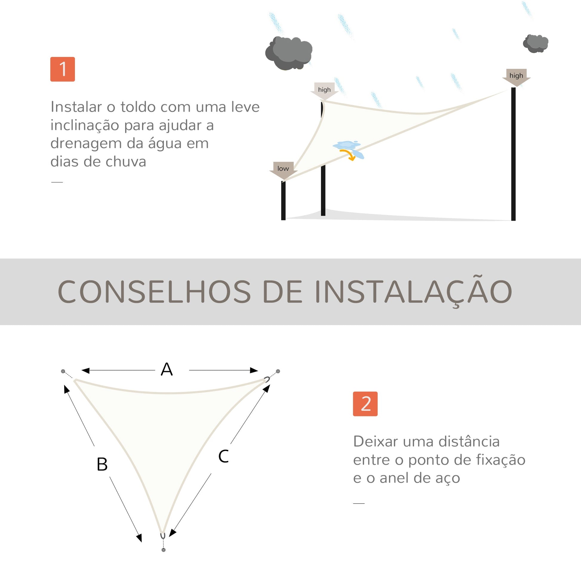 Vela de Sombra Triangular 3x3x3 m Toldo Vela de Poliéster com Proteção UV Aneis em Forma de D e Cordas para Jardim Pátio Piscina Creme