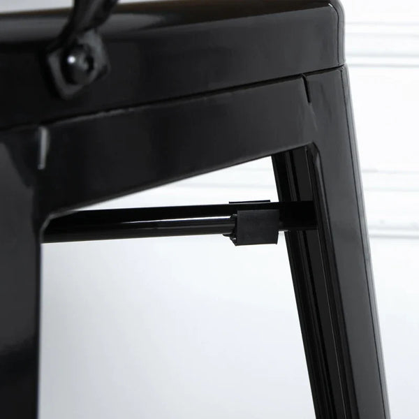 Conjunto de 4 Bancos Altos de Cozinha de Metal Bancos de Bar com Encosto Alto e Apoio para os Pés para Sala de Jantar Carga 120kg 44x49x116cm Preto