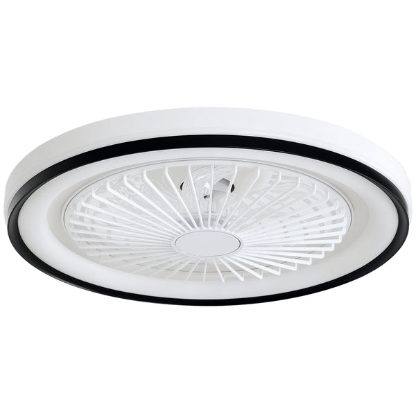 Ventoinha de Teto com Luz LED 48,5 W Motor DC Reversível Lâmpada Ventoinha de Teto Silenciosa com Controlo Remoto 6 Velocidades Temporizador para Sala de Estar Quarto Ø48x13 cm Branco