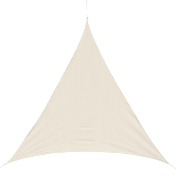 Vela de Sombra Triangular 4x4x4 m Toldo Vela de HDPE com Proteção UV Aneis em Forma de D e Cordas para Jardim Pátio Piscina Creme