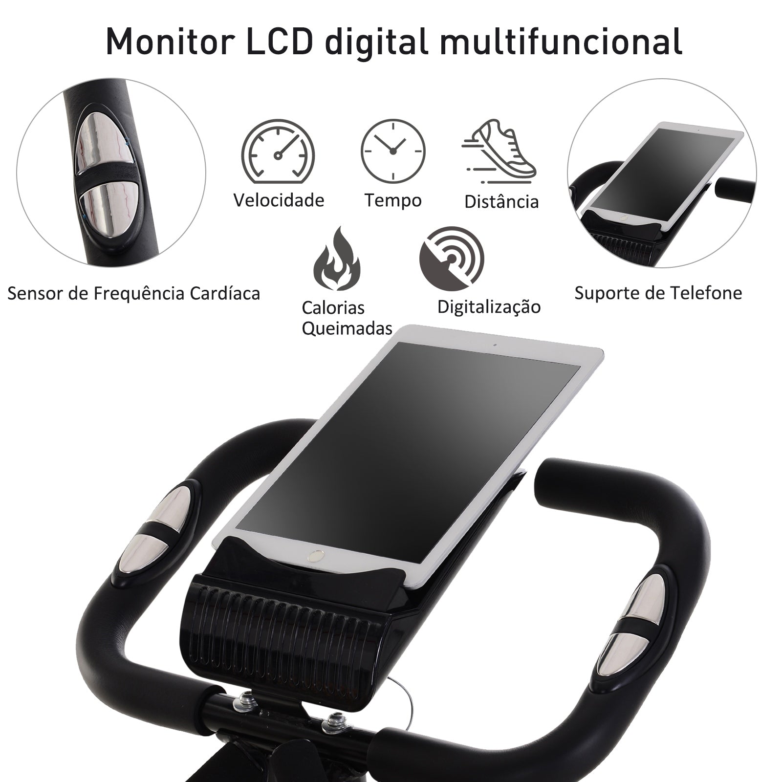 Bicicleta Ergométrica Dobrável e com Altura Ajustável com Tela LCD - Leva-Me Contigo - Móveis & Decoração