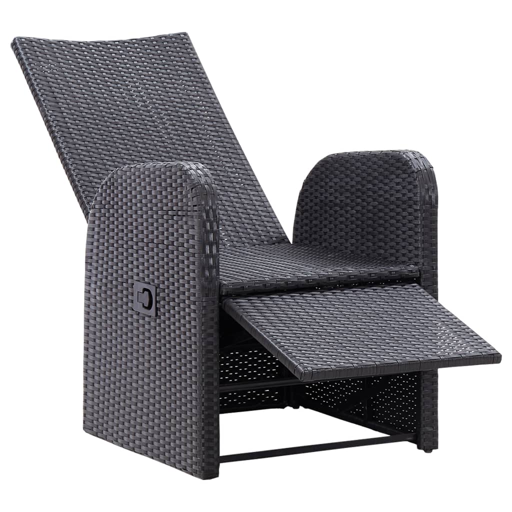 Cadeiras de jardim reclináveis c/ almofadões 2pcs vime PE preto - A minha loja