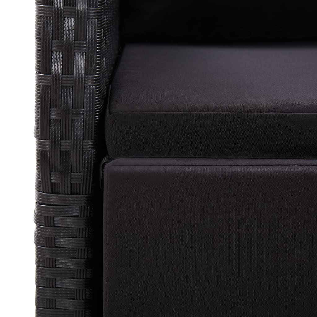 Cadeiras de jardim reclináveis c/ almofadões 2pcs vime PE preto - A minha loja