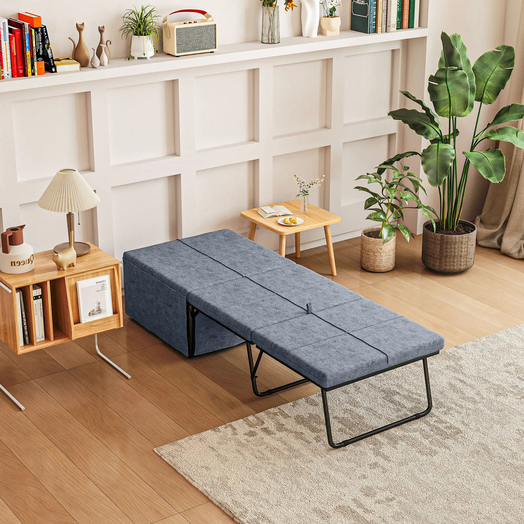 Cama Dobrável "Açores" com Capa de Proteção - Cinza - 180x68 cm - Metal e Espuma - Design Versátil - A minha loja