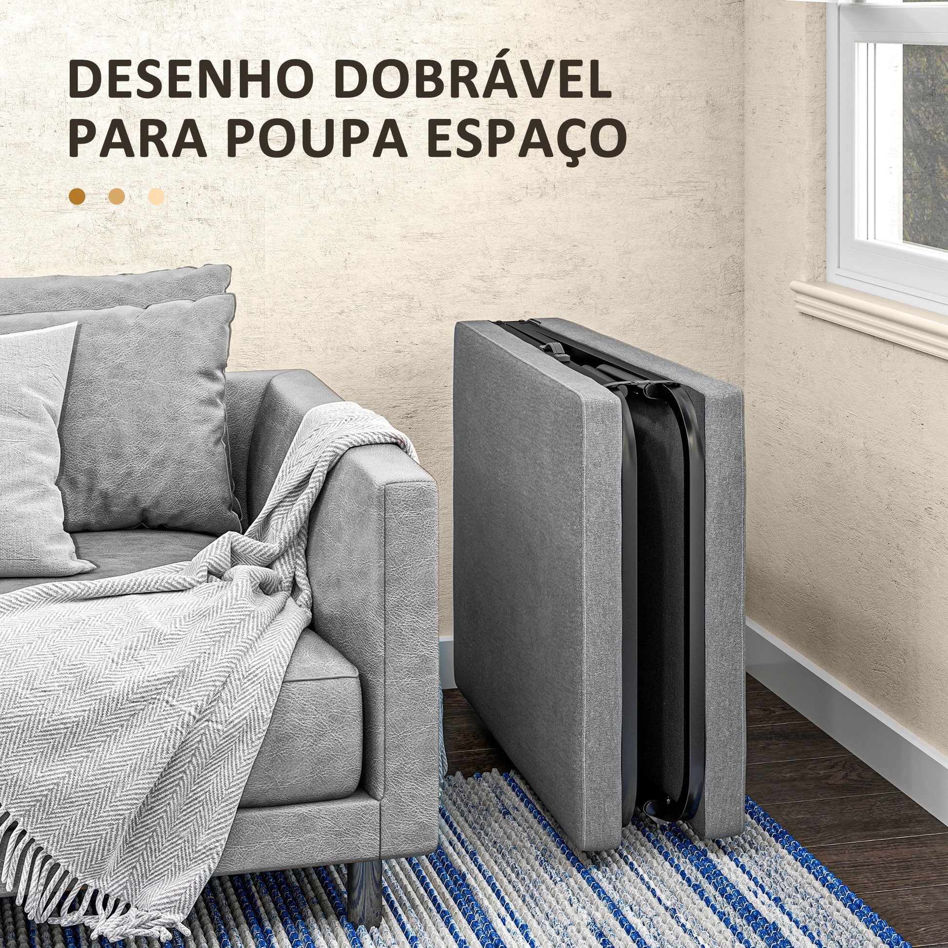 Cama Dobrável "FlexRest" – 70x180 cm – Colchão de Espuma – Encosto Ajustável – Cinzento - A minha loja