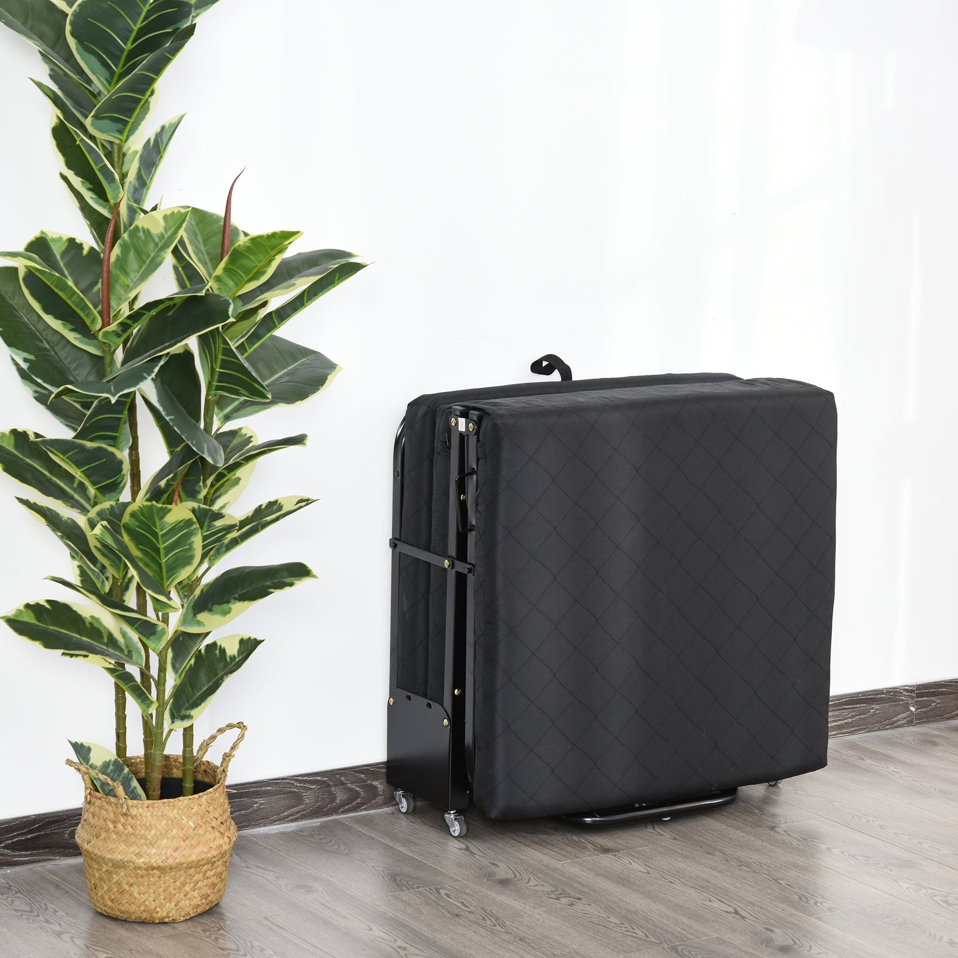Cama Dobrável "Host" com Apoio de Cabeça Ajustável - Preto - 184x65x26 cm - Metal e Espuma - Design Portátil e Compacto - A minha loja