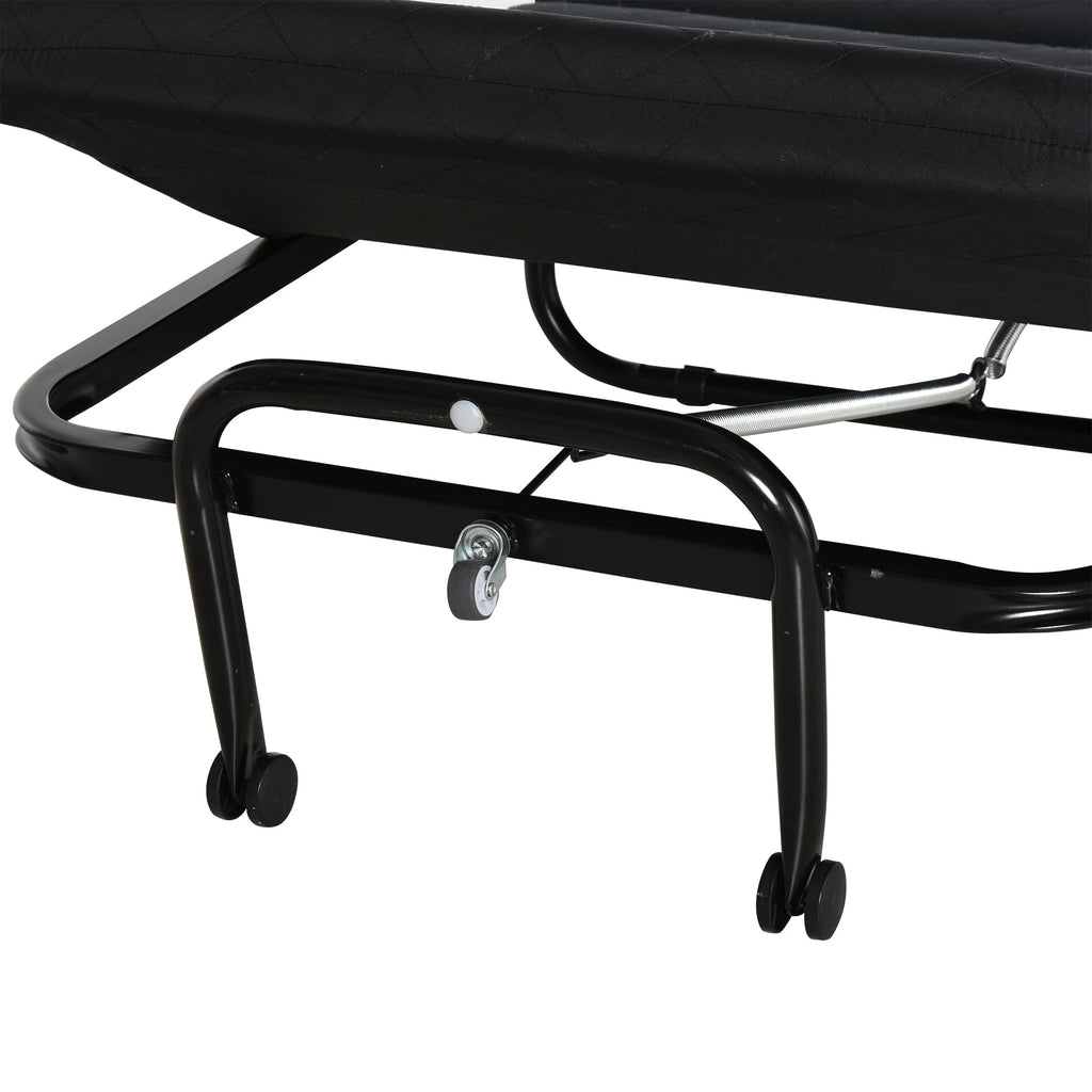 Cama Dobrável "Host" com Apoio de Cabeça Ajustável - Preto - 184x65x26 cm - Metal e Espuma - Design Portátil e Compacto - A minha loja
