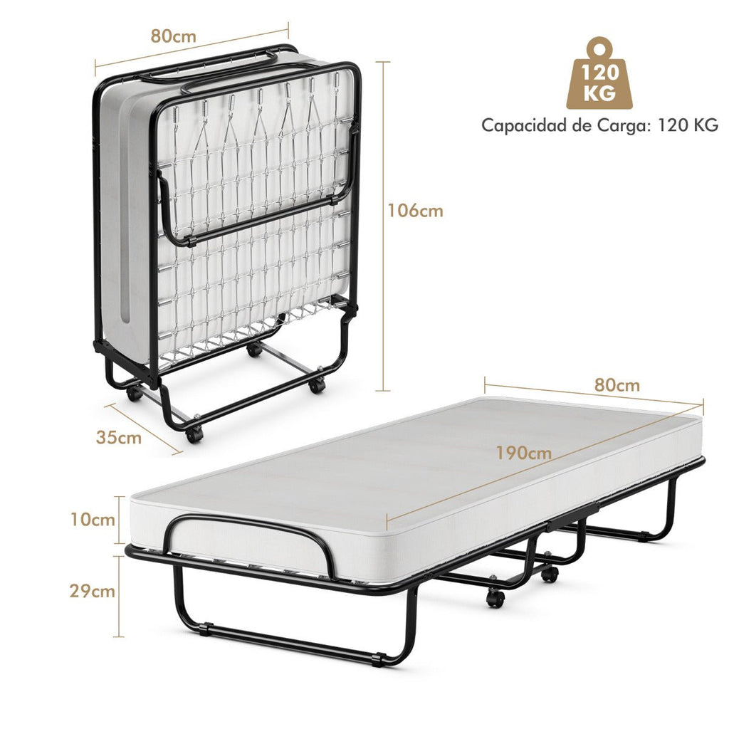 Cama Dobrável "SleepWell" com Colchão de Espuma de Memória e Estrutura Metálica – Praticidade e Conforto - A minha loja