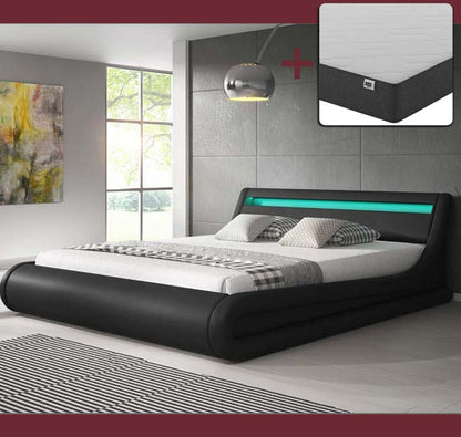 Cama Hidráulica com Arrumação "Patricia" - 140x190cm - Estrado e Colchão Incluídos - Cor Preto