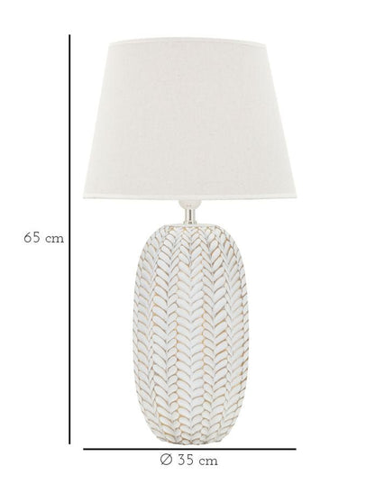 Candeeiro de Mesa "Leaf" — Ø 35x65 cm — Resina Dourada e Abat - jour Branco - A minha loja